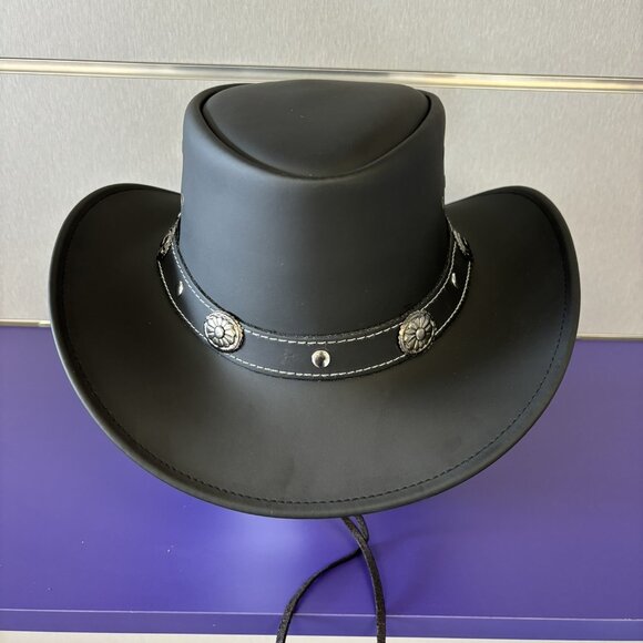 Water Resistant Leather Cowboy/ Cowgirl Western Hat. Matt Finish real Leather main image 4